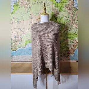 Tan Crocheaed Poncho One Size Fits Most Garden Girl Scandi Girl Costal Cowgirl
